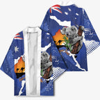 Koala Australia Personalised Kimono Aussie Map Flag Color Grunge Pattern
