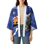 Koala Australia Personalised Kimono Aussie Map Flag Color Grunge Pattern