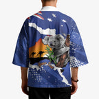 Koala Australia Personalised Kimono Aussie Map Flag Color Grunge Pattern