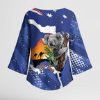 Koala Australia Personalised Kimono Sleeve Blouse Aussie Map Flag Color Grunge Pattern