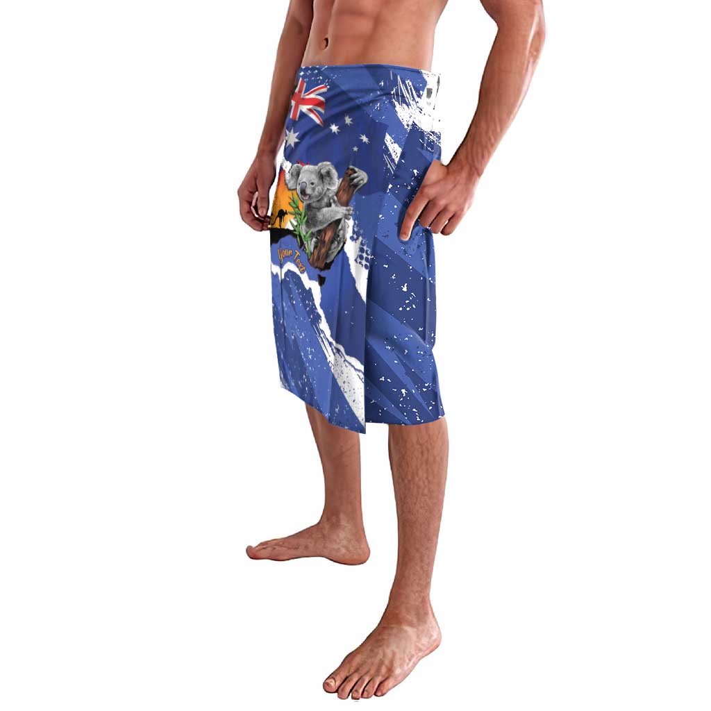 Koala Australia Personalised Lavalava Aussie Map Flag Color Grunge Pattern