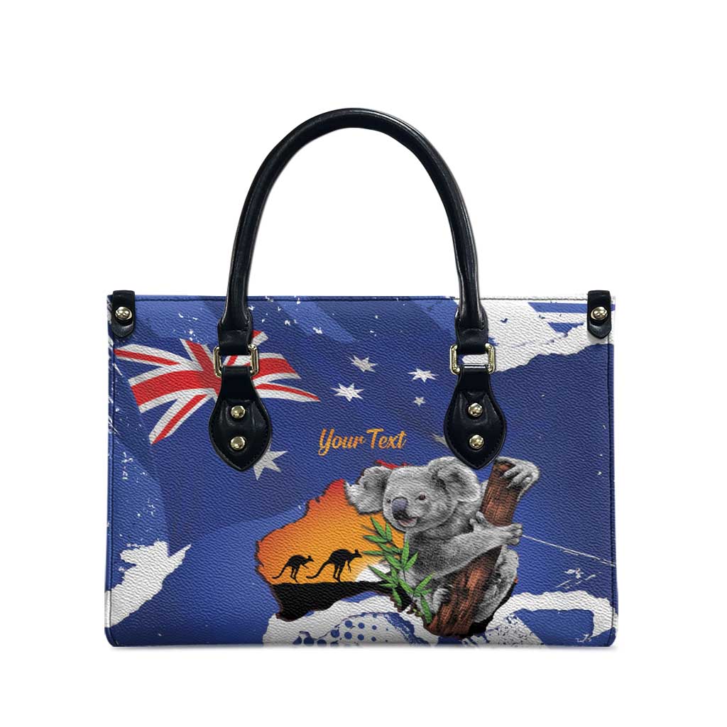 Koala Australia Personalised Leather Bag Aussie Map Flag Color Grunge Pattern