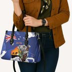 Koala Australia Personalised Leather Bag Aussie Map Flag Color Grunge Pattern