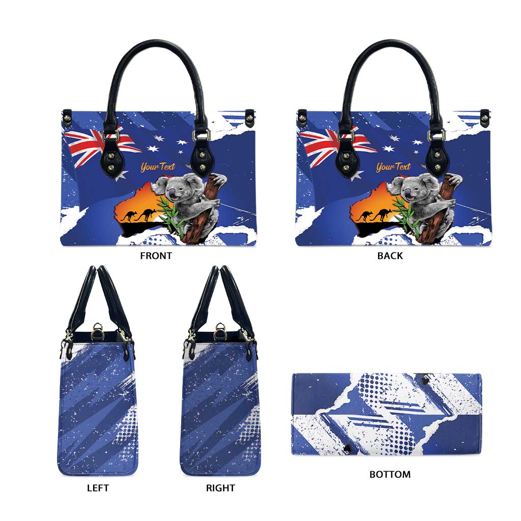 Koala Australia Personalised Leather Bag Aussie Map Flag Color Grunge Pattern