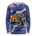 Koala Australia Personalised Long Sleeve Shirt Aussie Map Flag Color Grunge Pattern