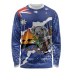 Koala Australia Personalised Long Sleeve Shirt Aussie Map Flag Color Grunge Pattern