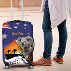 Koala Australia Personalised Luggage Cover Aussie Map Flag Color Grunge Pattern