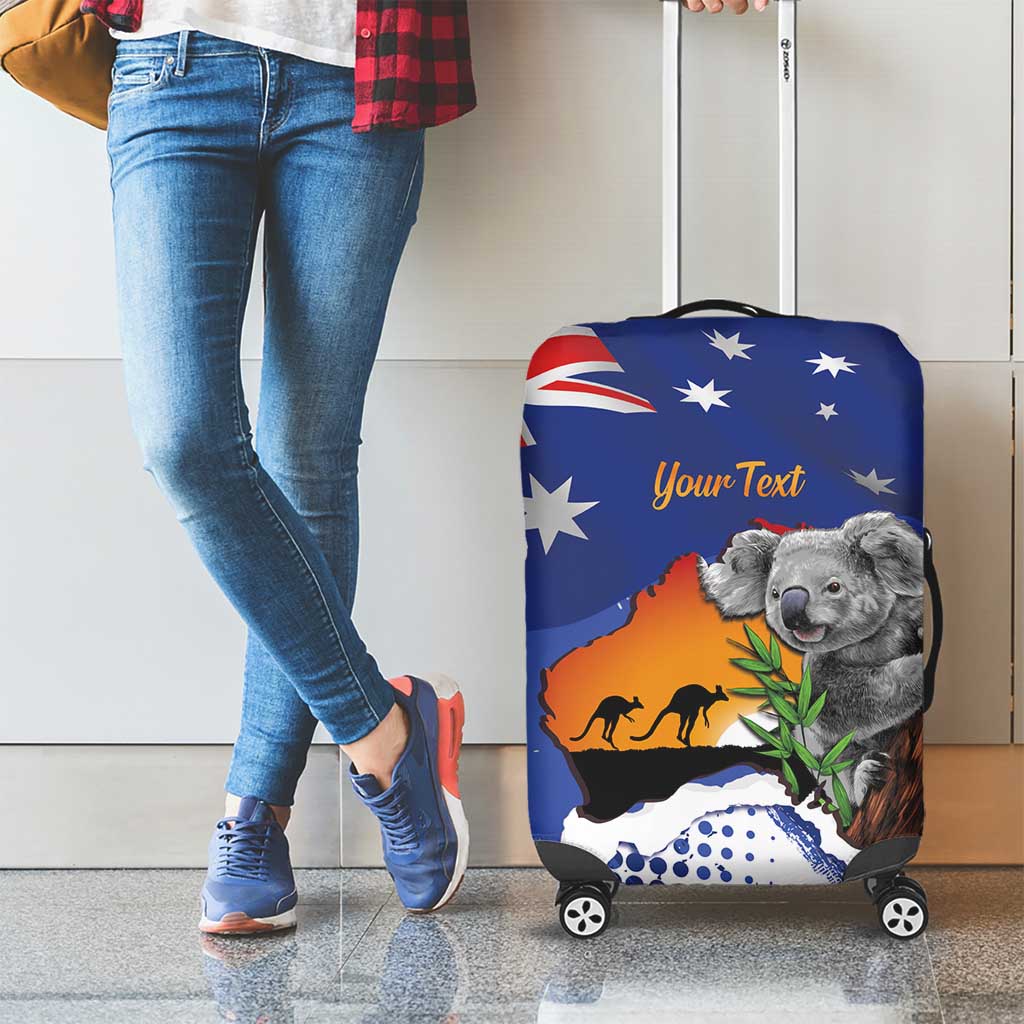 Koala Australia Personalised Luggage Cover Aussie Map Flag Color Grunge Pattern