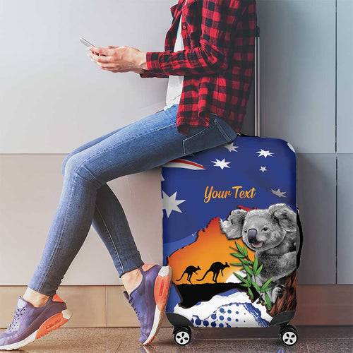 Koala Australia Personalised Luggage Cover Aussie Map Flag Color Grunge Pattern