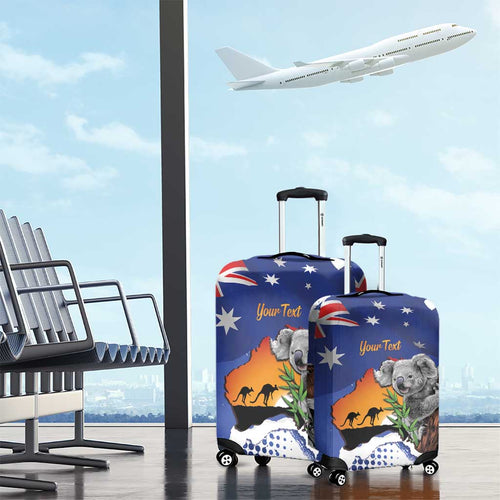 Koala Australia Personalised Luggage Cover Aussie Map Flag Color Grunge Pattern