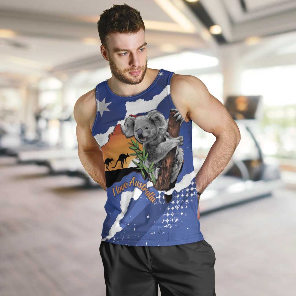 Koala Australia Personalised Men Tank Top Aussie Map Flag Color Grunge Pattern