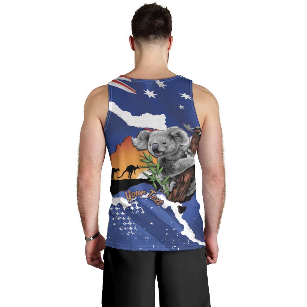 Koala Australia Personalised Men Tank Top Aussie Map Flag Color Grunge Pattern