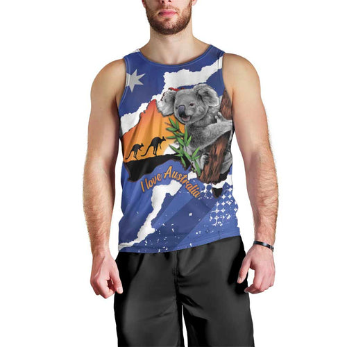 Koala Australia Personalised Men Tank Top Aussie Map Flag Color Grunge Pattern