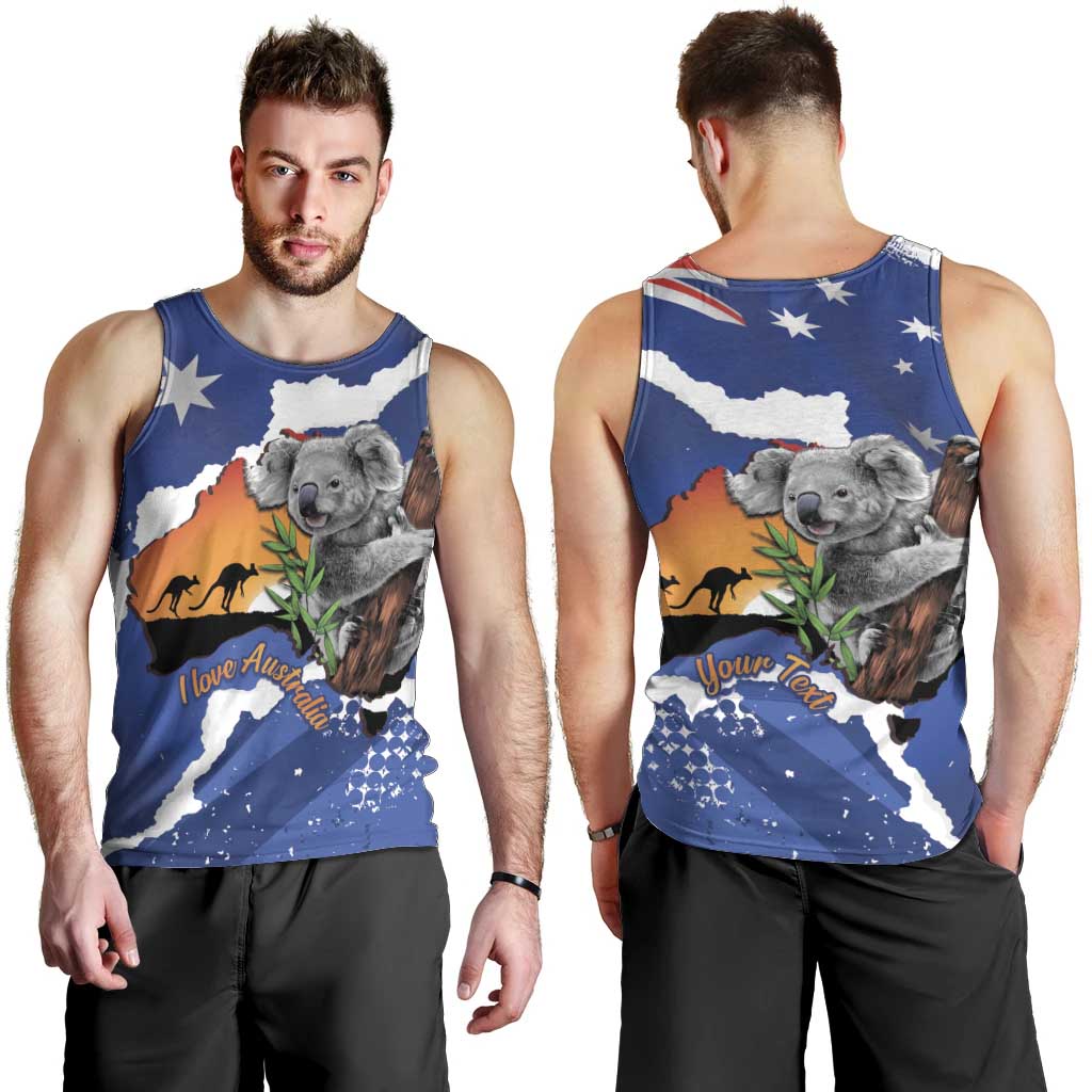 Koala Australia Personalised Men Tank Top Aussie Map Flag Color Grunge Pattern