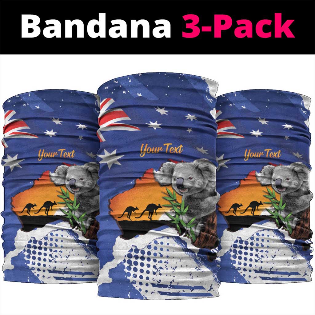 Koala Australia Personalised Neck Gaiter Aussie Map Flag Color Grunge Pattern