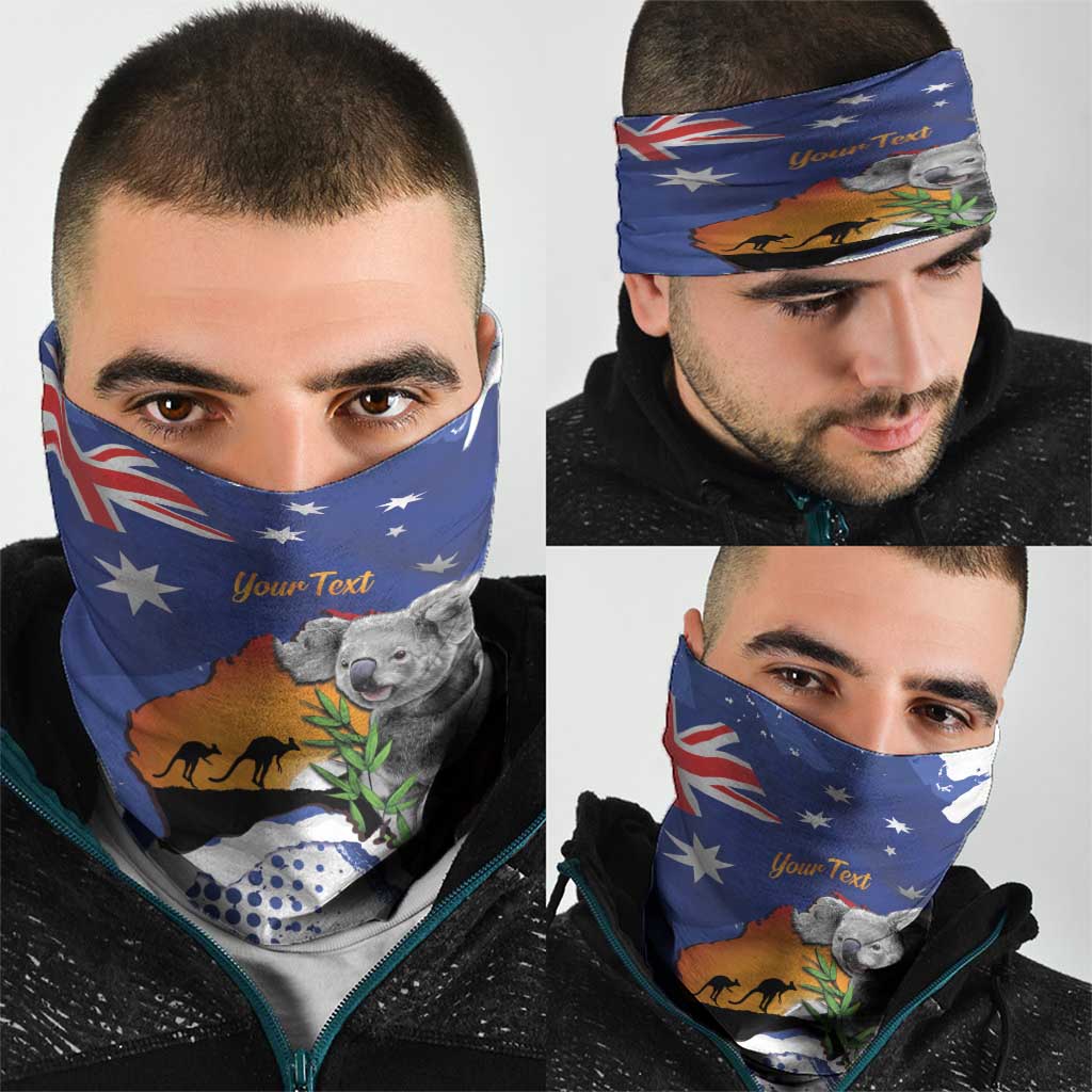 Koala Australia Personalised Neck Gaiter Aussie Map Flag Color Grunge Pattern