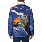Koala Australia Personalised Padded Jacket Aussie Map Flag Color Grunge Pattern