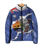 Koala Australia Personalised Padded Jacket Aussie Map Flag Color Grunge Pattern