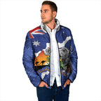 Koala Australia Personalised Padded Jacket Aussie Map Flag Color Grunge Pattern