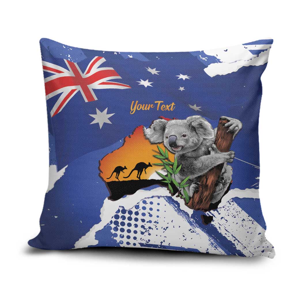 Koala Australia Personalised Pillow Cover Aussie Map Flag Color Grunge Pattern