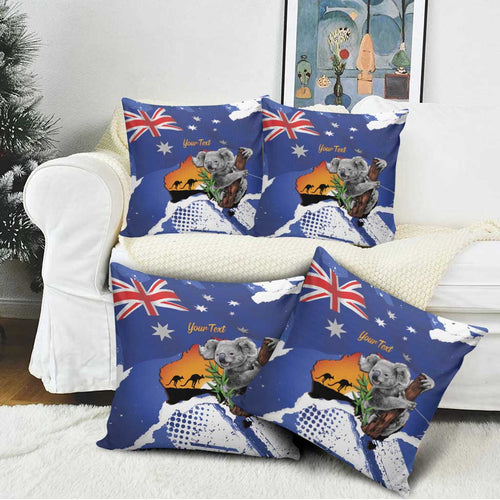Koala Australia Personalised Pillow Cover Aussie Map Flag Color Grunge Pattern