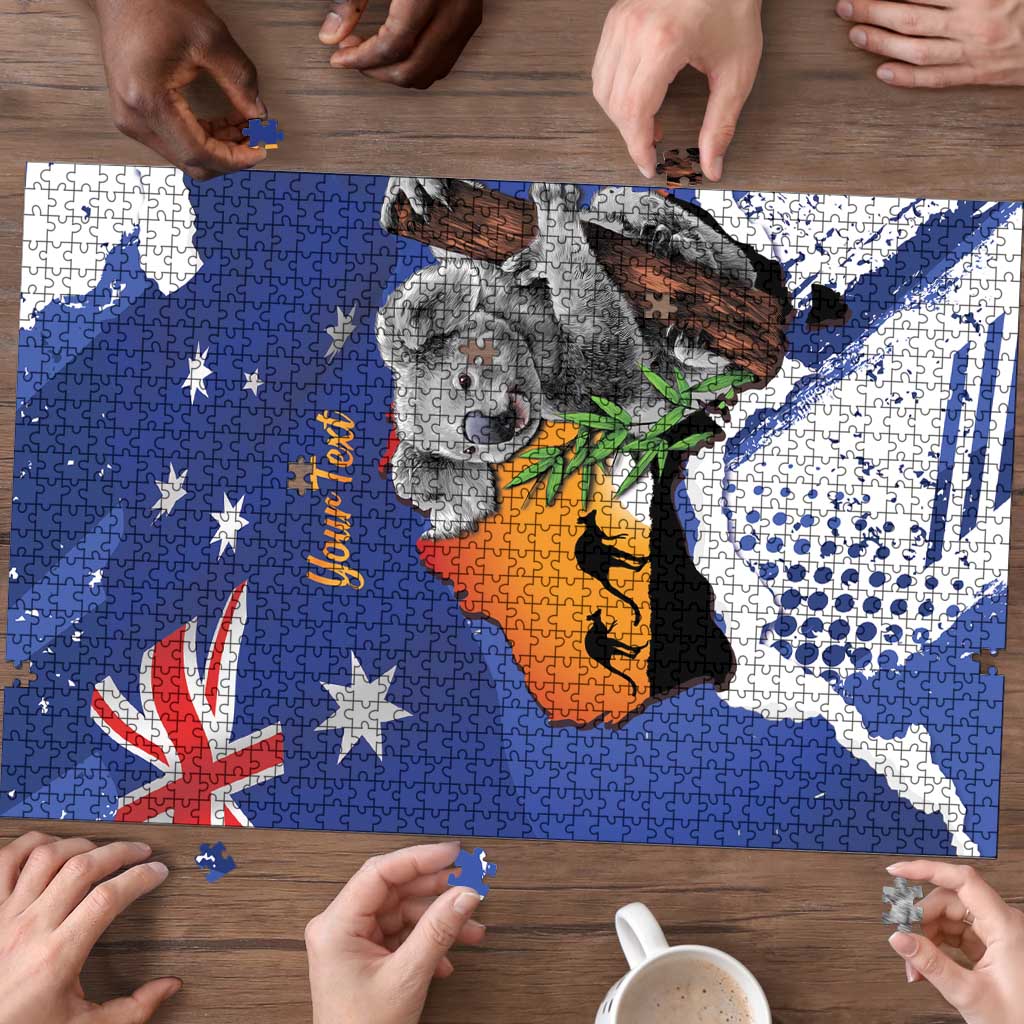 Koala Australia Personalised Puzzle Aussie Map Flag Color Grunge Pattern