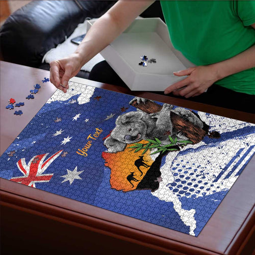 Koala Australia Personalised Puzzle Aussie Map Flag Color Grunge Pattern