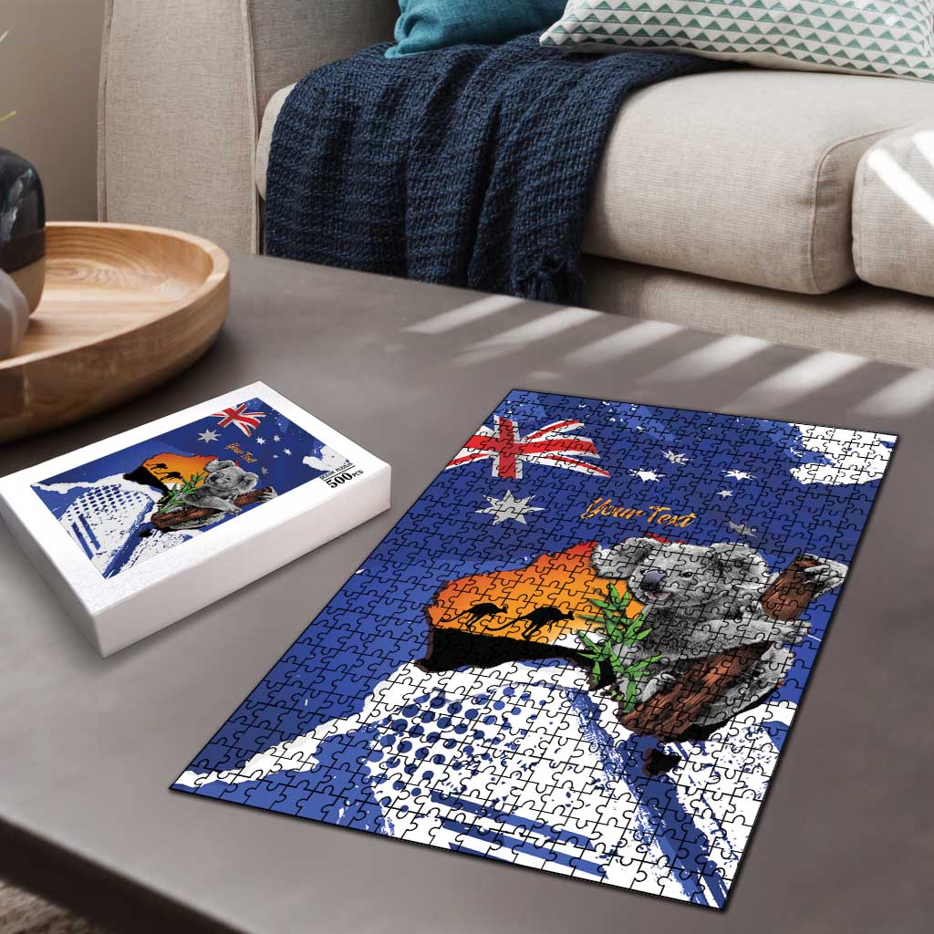 Koala Australia Personalised Puzzle Aussie Map Flag Color Grunge Pattern