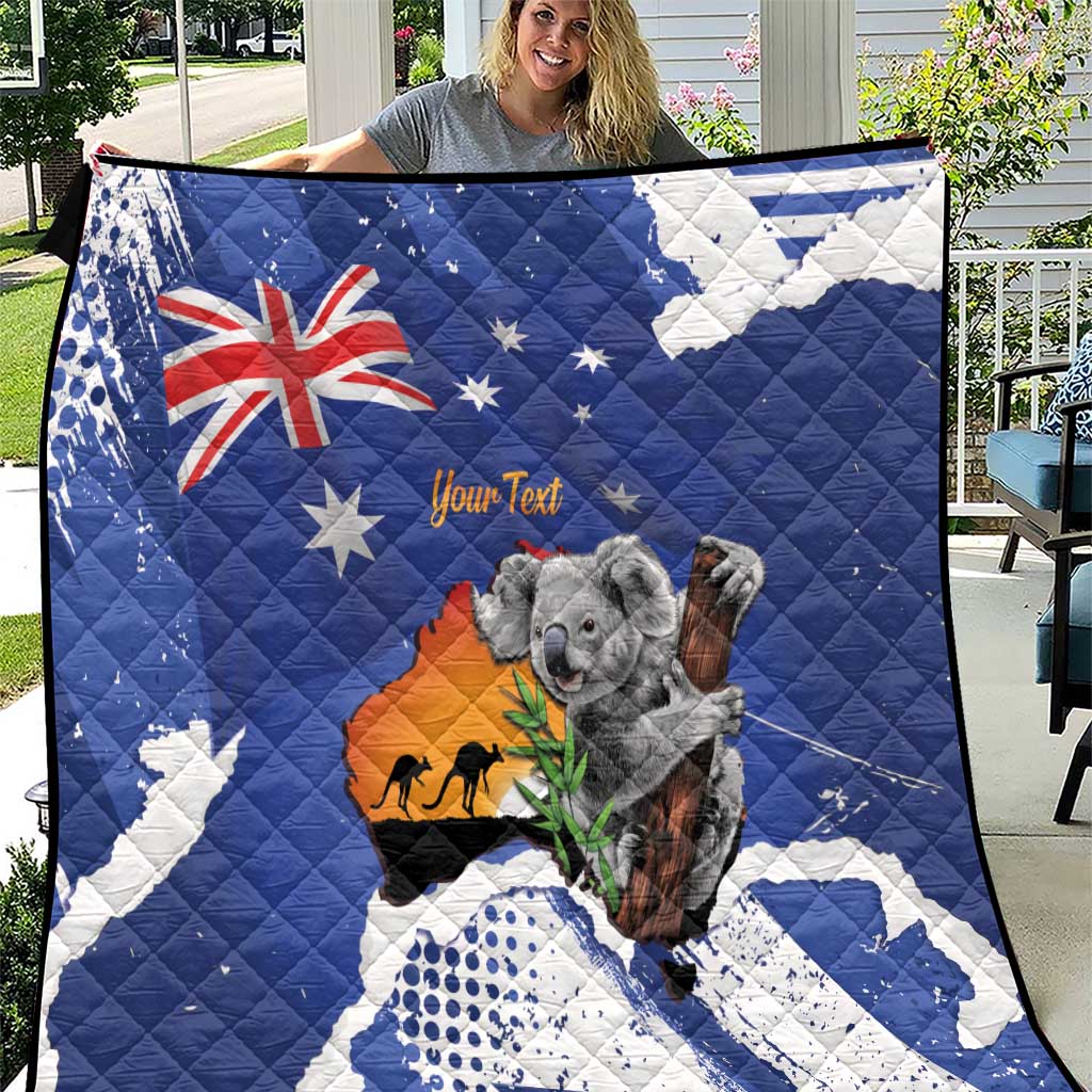 Koala Australia Personalised Quilt Aussie Map Flag Color Grunge Pattern