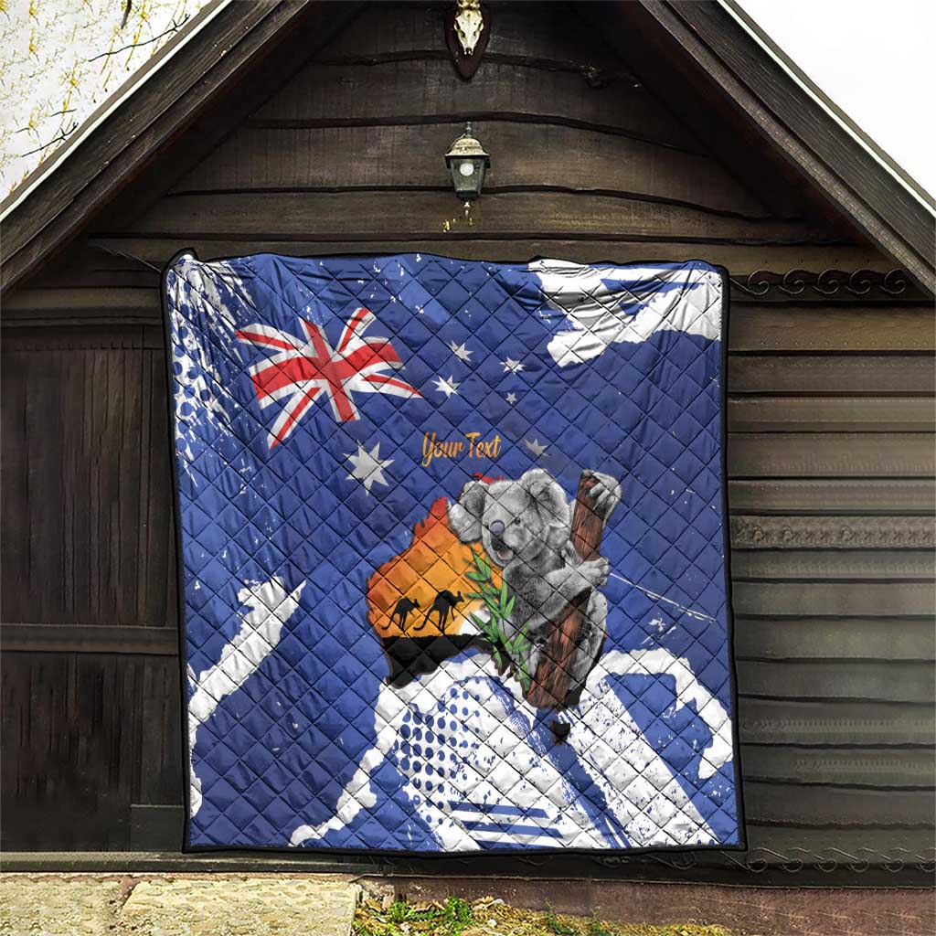 Koala Australia Personalised Quilt Aussie Map Flag Color Grunge Pattern