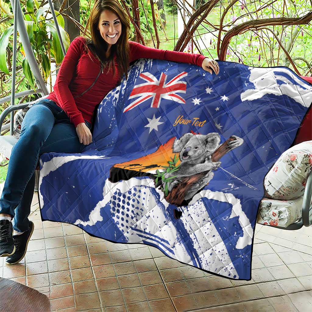 Koala Australia Personalised Quilt Aussie Map Flag Color Grunge Pattern