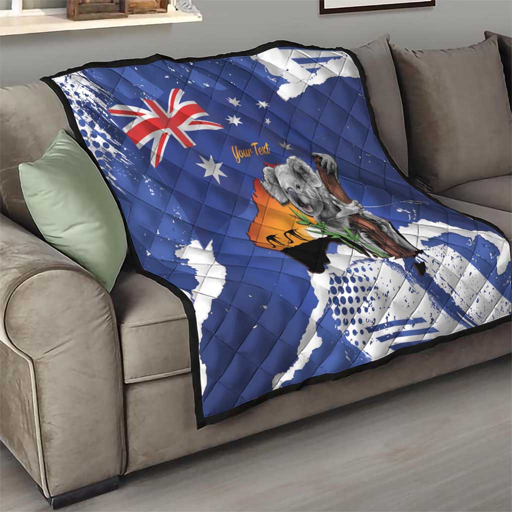 Koala Australia Personalised Quilt Aussie Map Flag Color Grunge Pattern