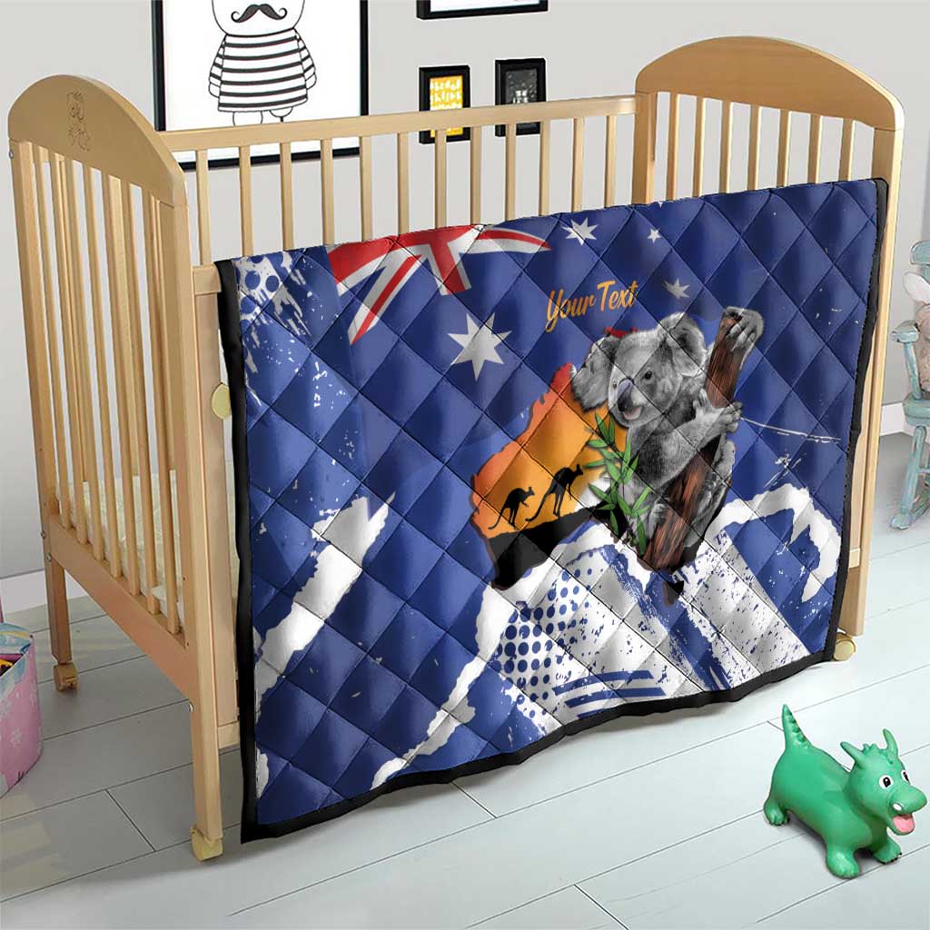 Koala Australia Personalised Quilt Aussie Map Flag Color Grunge Pattern