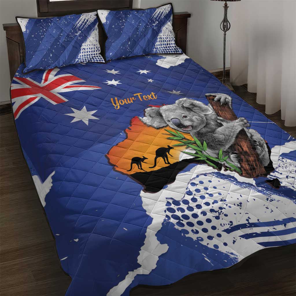 Koala Australia Personalised Quilt Bed Set Aussie Map Flag Color Grunge Pattern