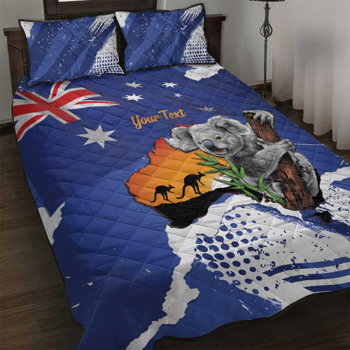 Koala Australia Personalised Quilt Bed Set Aussie Map Flag Color Grunge Pattern