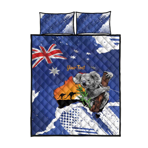 Koala Australia Personalised Quilt Bed Set Aussie Map Flag Color Grunge Pattern