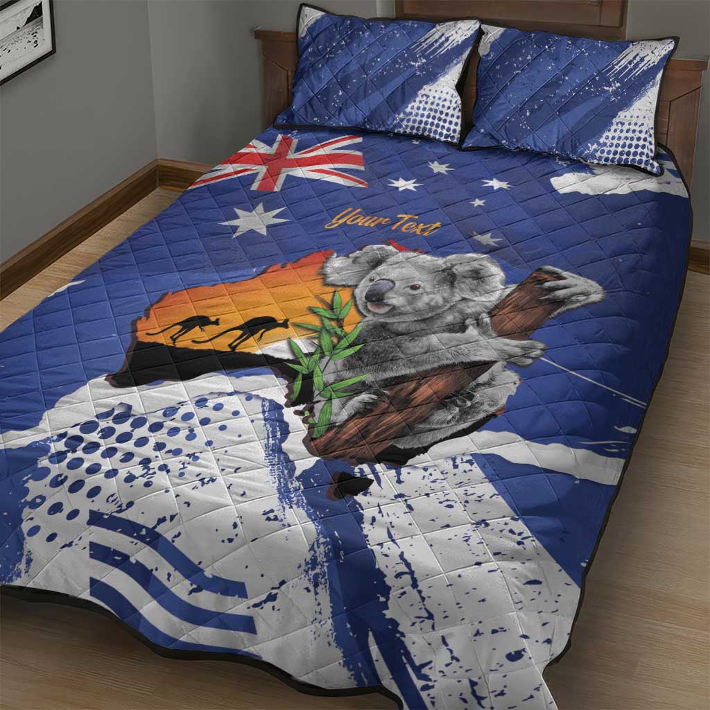 Koala Australia Personalised Quilt Bed Set Aussie Map Flag Color Grunge Pattern