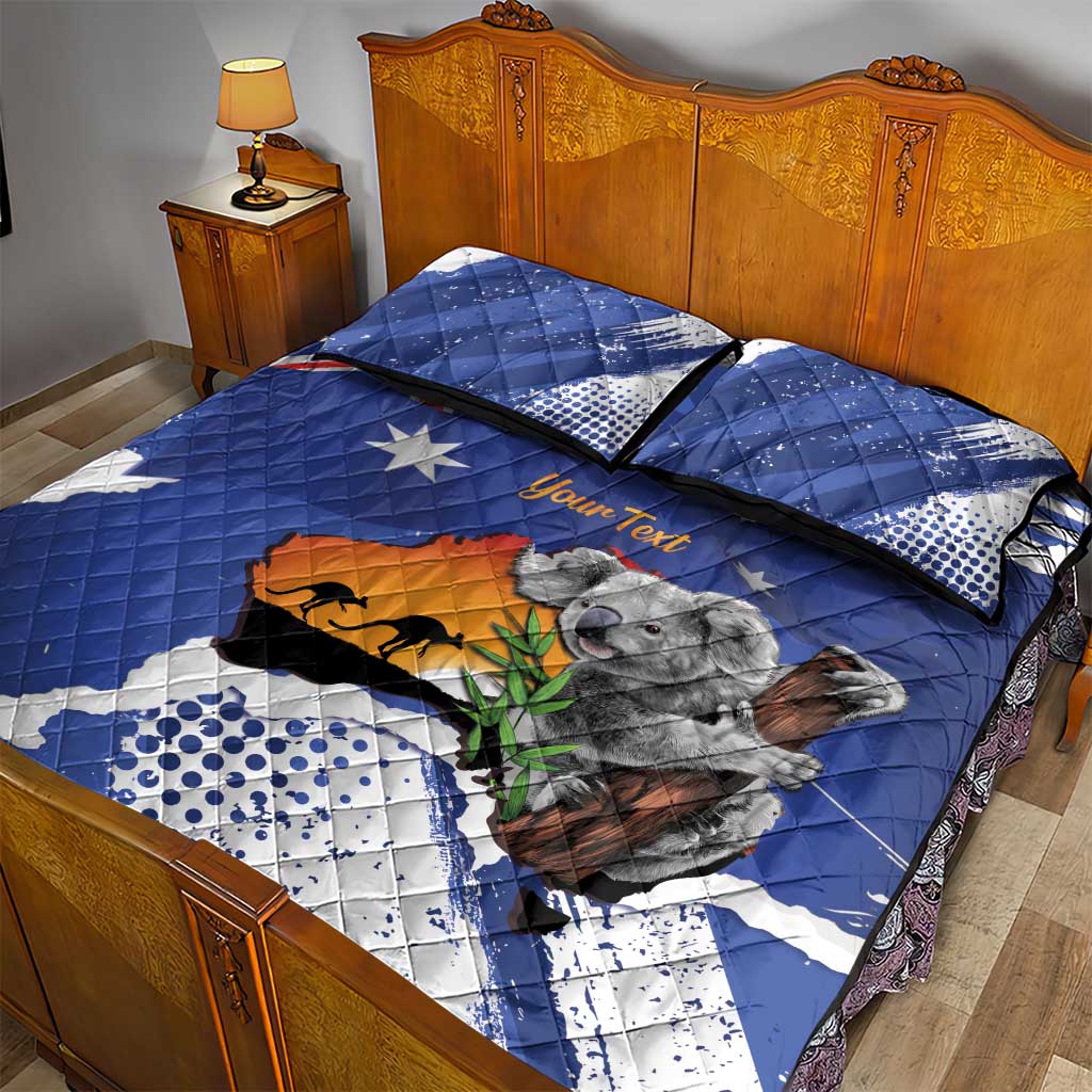 Koala Australia Personalised Quilt Bed Set Aussie Map Flag Color Grunge Pattern