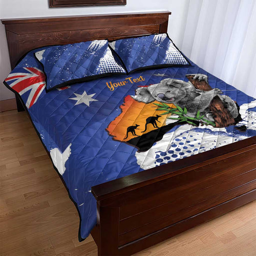 Koala Australia Personalised Quilt Bed Set Aussie Map Flag Color Grunge Pattern