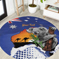 Koala Australia Personalised Round Carpet Aussie Map Flag Color Grunge Pattern