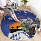 Koala Australia Personalised Round Carpet Aussie Map Flag Color Grunge Pattern