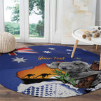 Koala Australia Personalised Round Carpet Aussie Map Flag Color Grunge Pattern