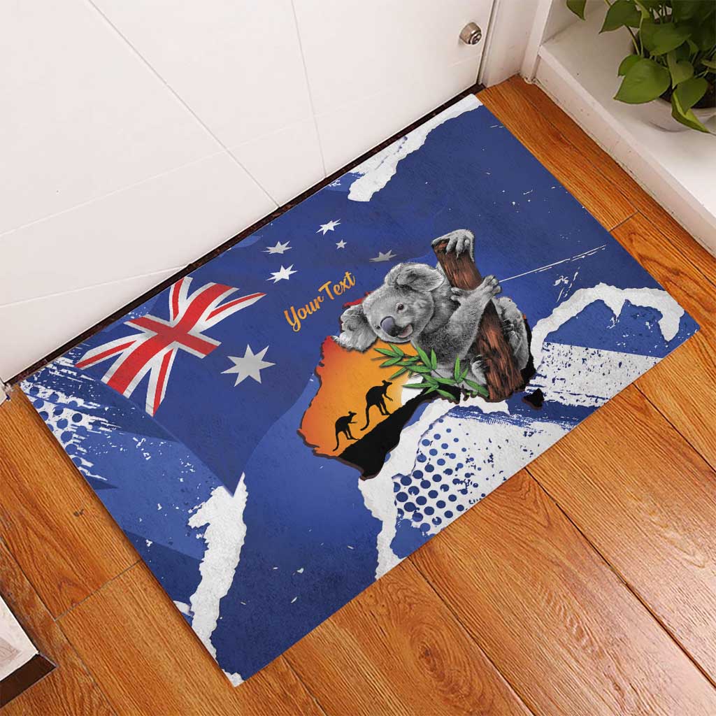 Koala Australia Personalised Rubber Doormat Aussie Map Flag Color Grunge Pattern