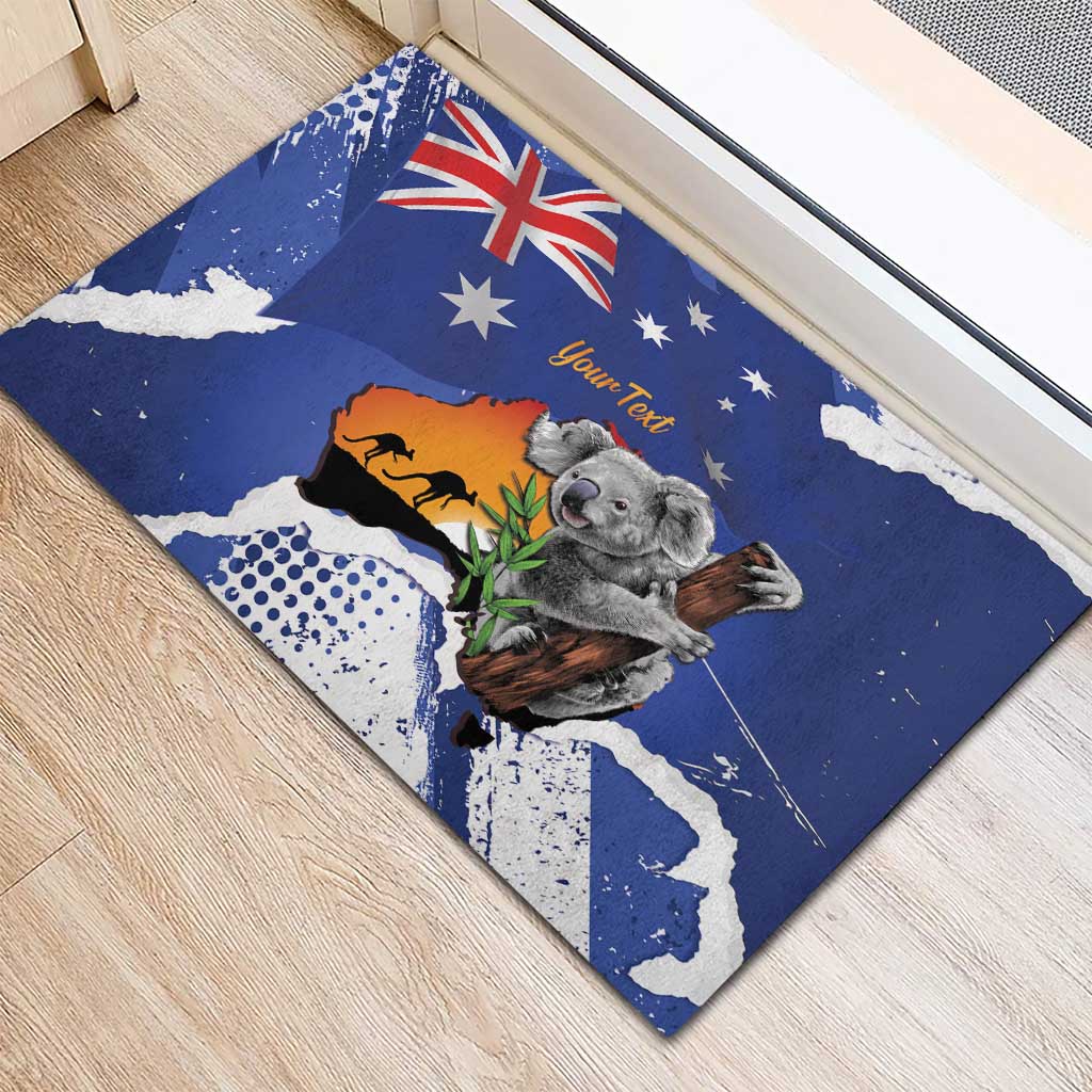 Koala Australia Personalised Rubber Doormat Aussie Map Flag Color Grunge Pattern