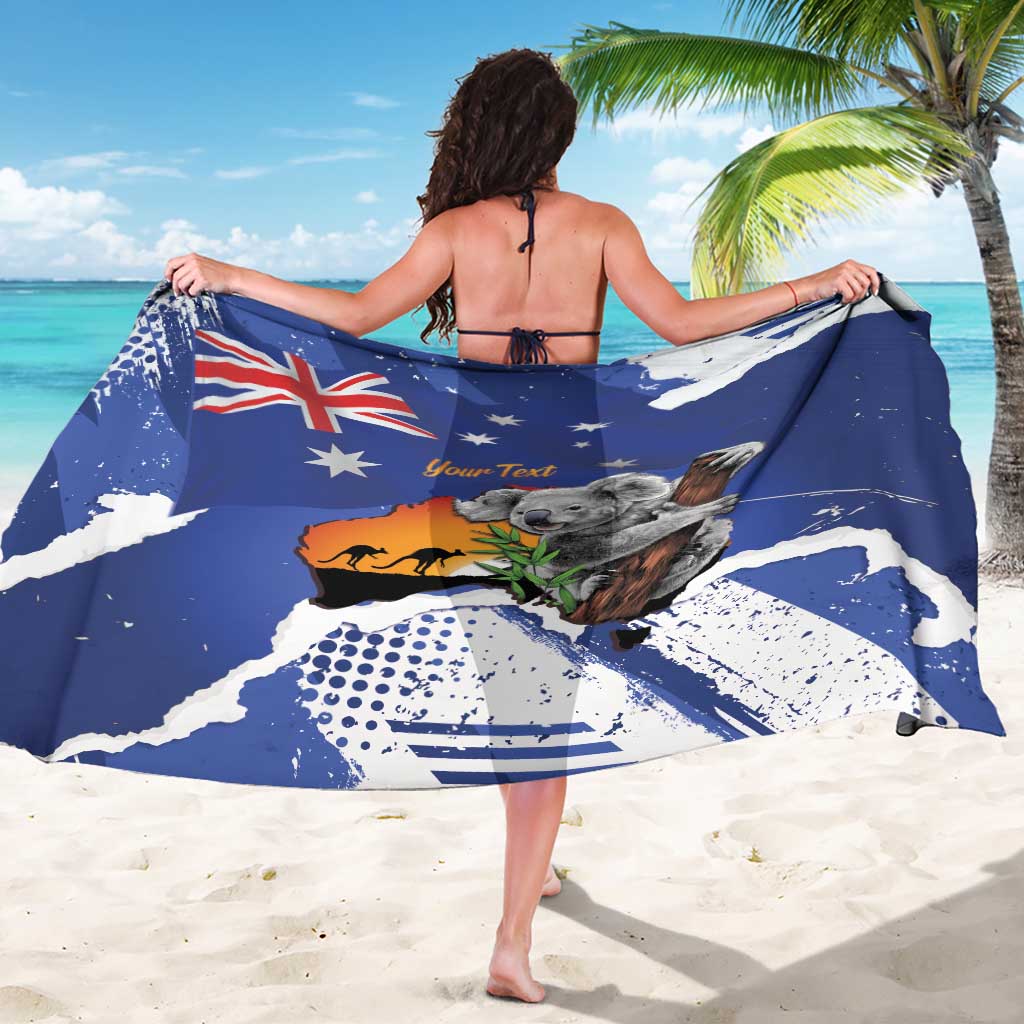 Koala Australia Personalised Sarong Aussie Map Flag Color Grunge Pattern