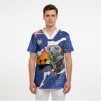 Koala Australia Personalised Scrub Top Aussie Map Flag Color Grunge Pattern