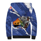 Koala Australia Personalised Sherpa Hoodie Aussie Map Flag Color Grunge Pattern