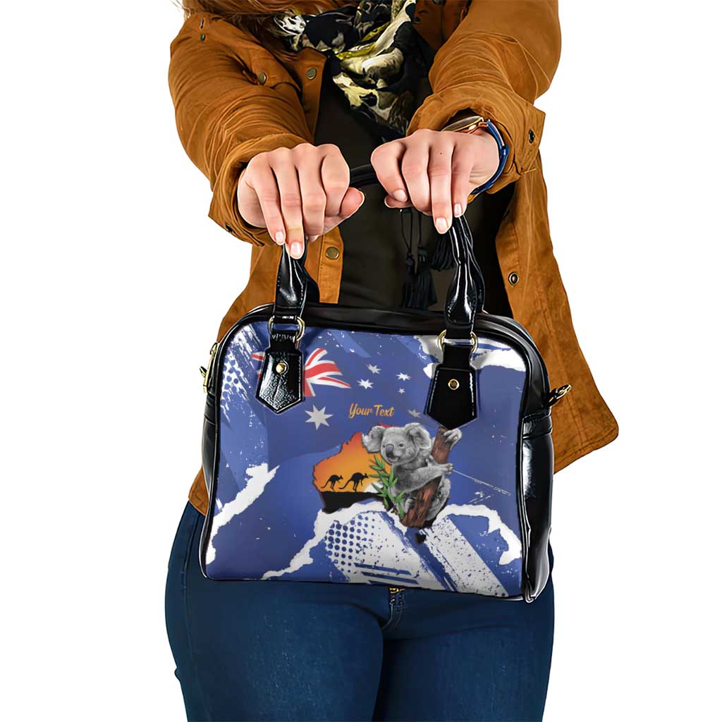 Koala Australia Personalised Shoulder Handbag Aussie Map Flag Color Grunge Pattern