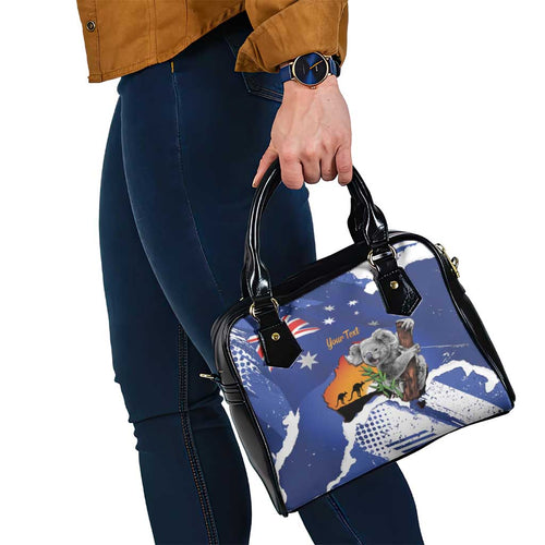 Koala Australia Personalised Shoulder Handbag Aussie Map Flag Color Grunge Pattern
