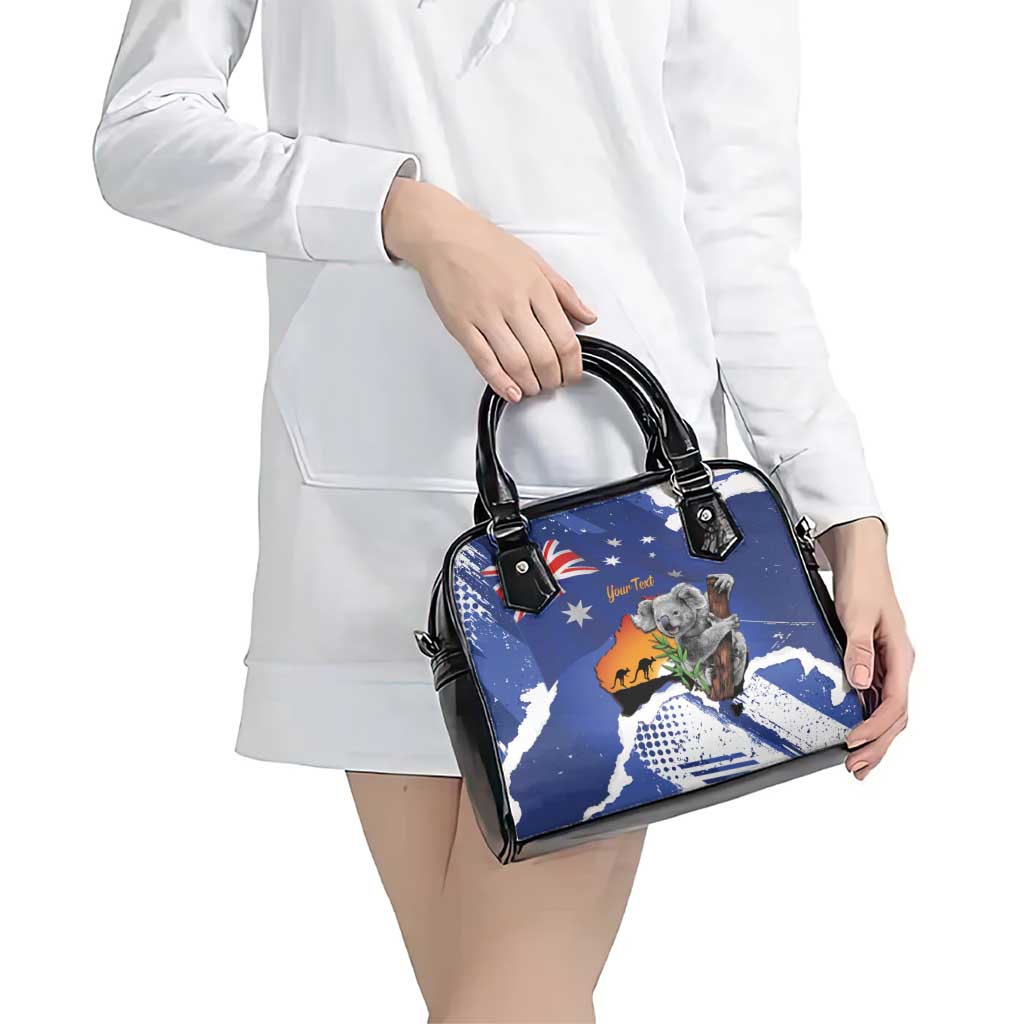 Koala Australia Personalised Shoulder Handbag Aussie Map Flag Color Grunge Pattern